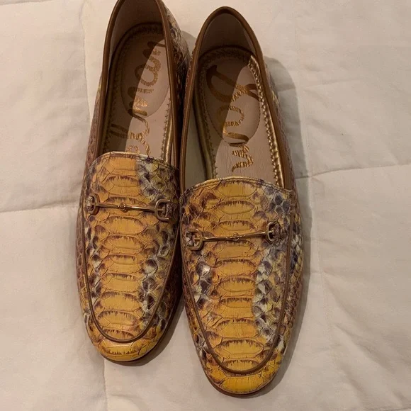 Sam Edelman leather Women's Snake Print Loafers - Picture 1 of 4